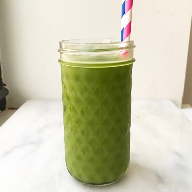 Iced Matcha Latte in a Mason Jar