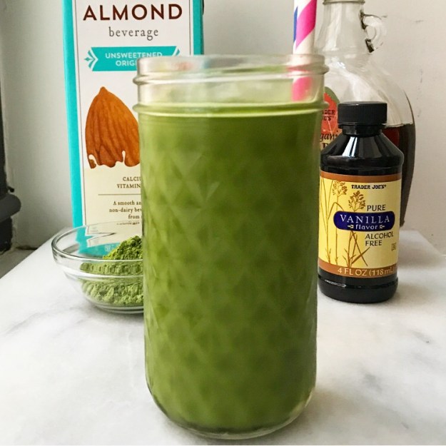 Iced Matcha Latte in a Mason Jar