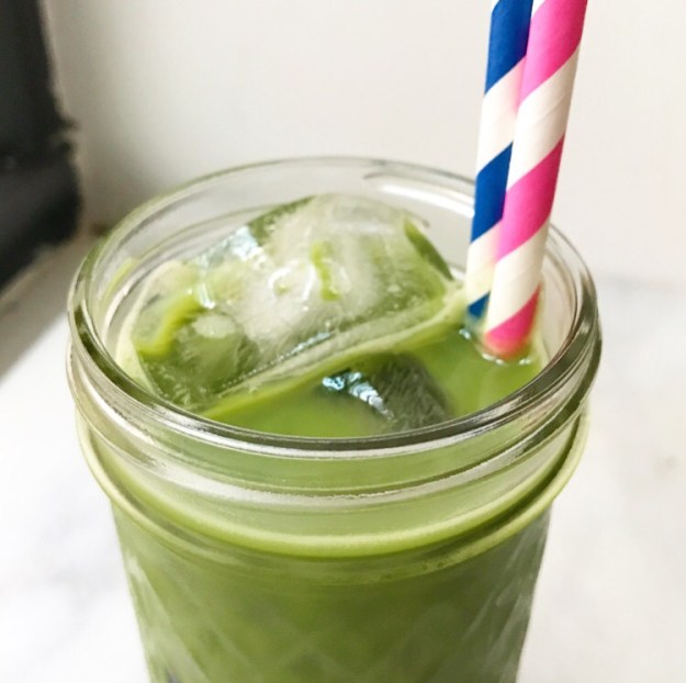 Iced Matcha Latte in a Mason Jar