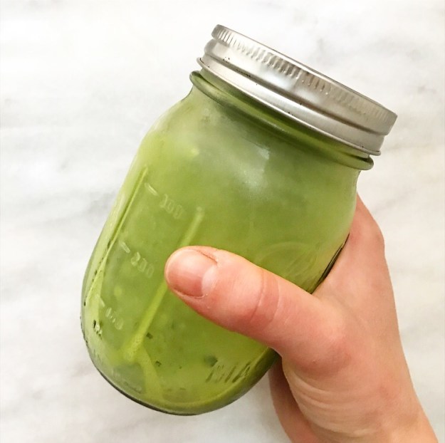 Iced Matcha Latte in a Mason Jar
