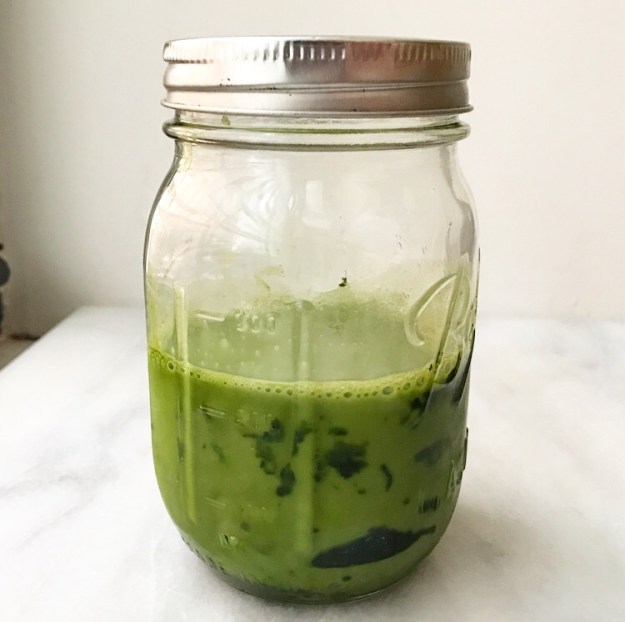 Iced Matcha Latte in a Mason Jar