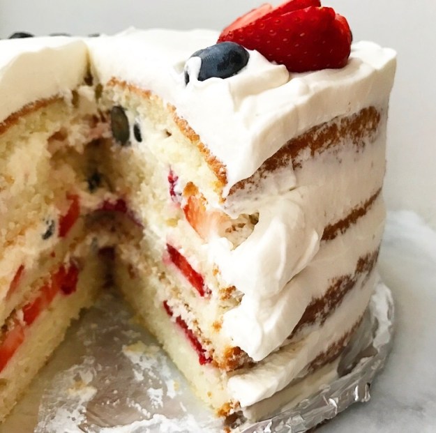 Red, White & Blueberry Cake