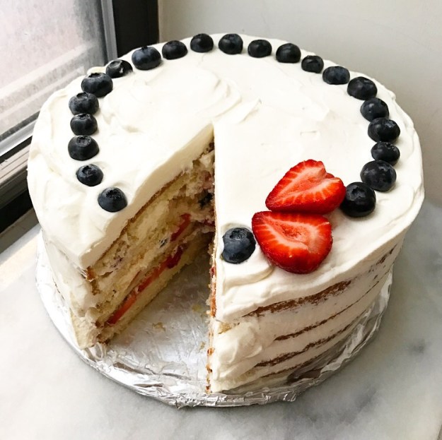 Red, White & Blueberry Cake