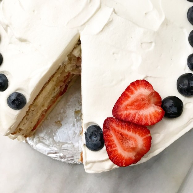 Red, White & Blueberry Cake