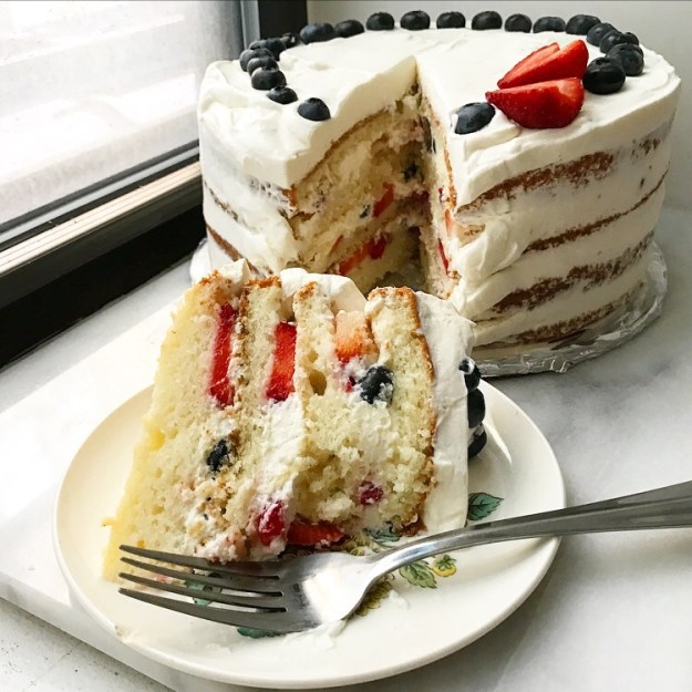 Red, White & Blueberry Cake