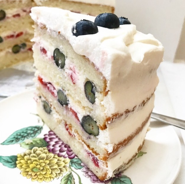 Red, White & Blueberry Cake