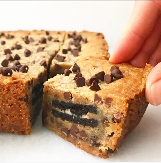 Oreo-Stuffed Peanut Butter Blondies