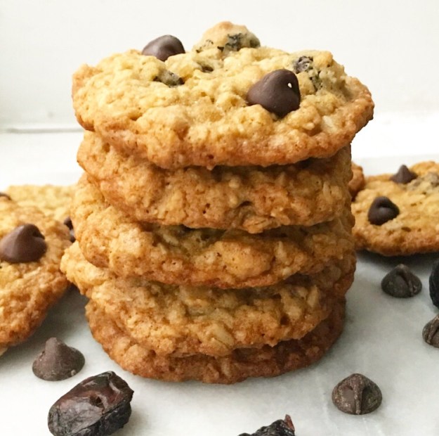 Chewy Chocolate Cherry Oatmeal Cookies