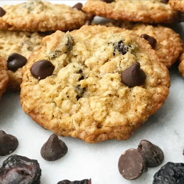 Chewy Chocolate Cherry Oatmeal Cookies