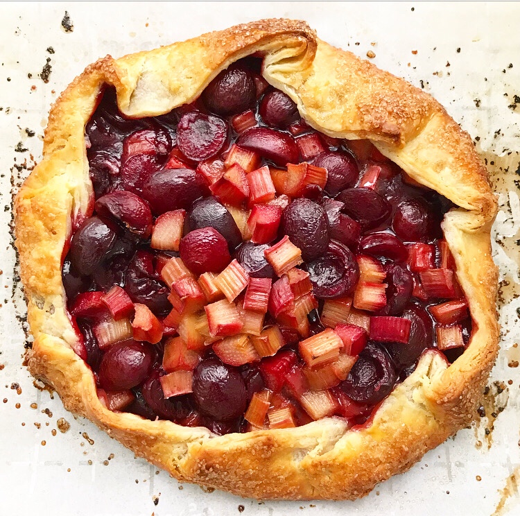 Sweet Cherry Rhubarb Galette