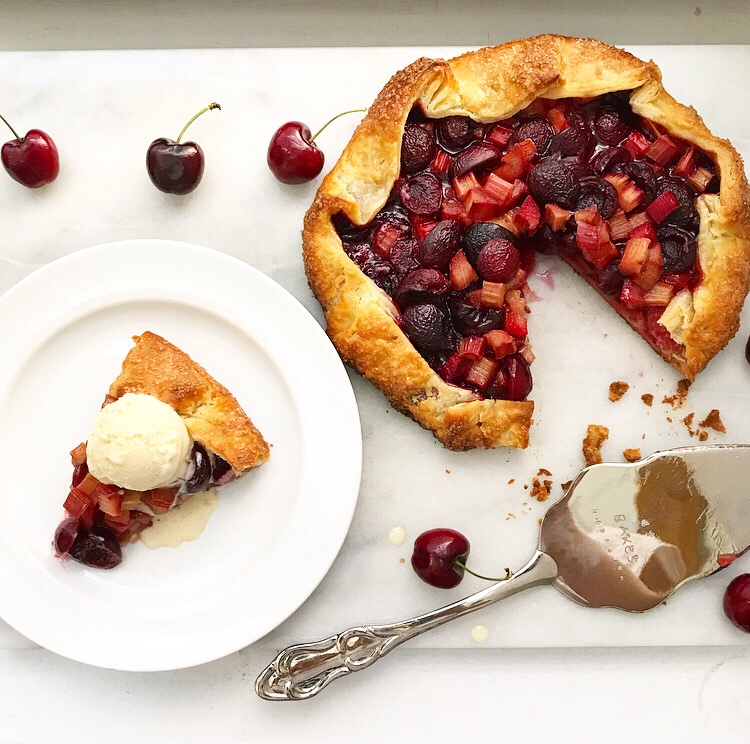 Sweet Cherry Rhubarb Galette