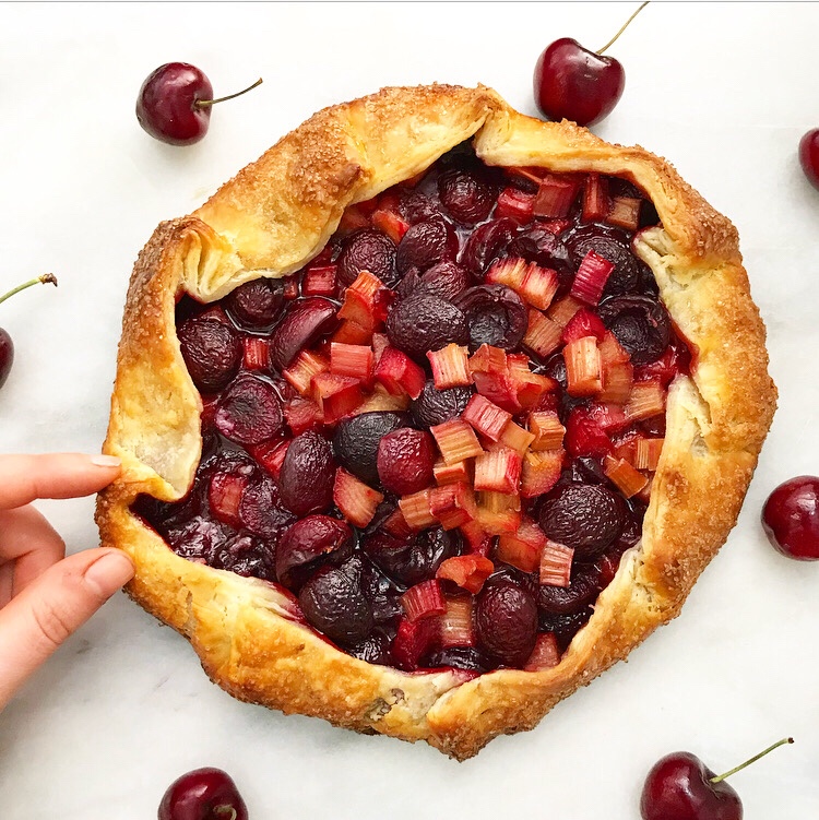 Sweet Cherry Rhubarb Galette