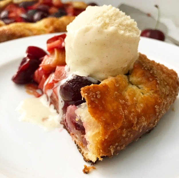 Sweet Cherry Rhubarb Galette