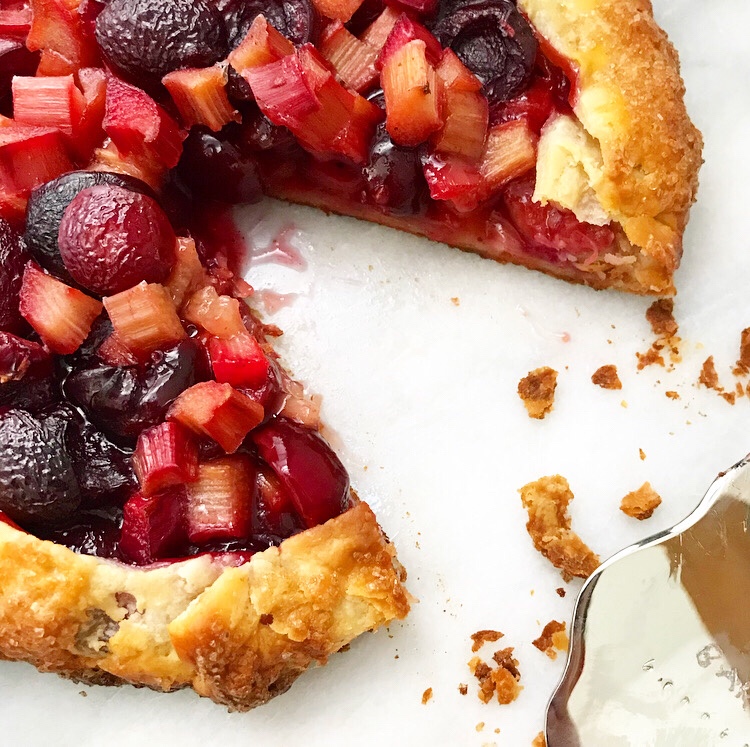 Sweet Cherry Rhubarb Galette