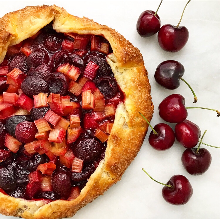 Sweet Cherry Rhubarb Galette