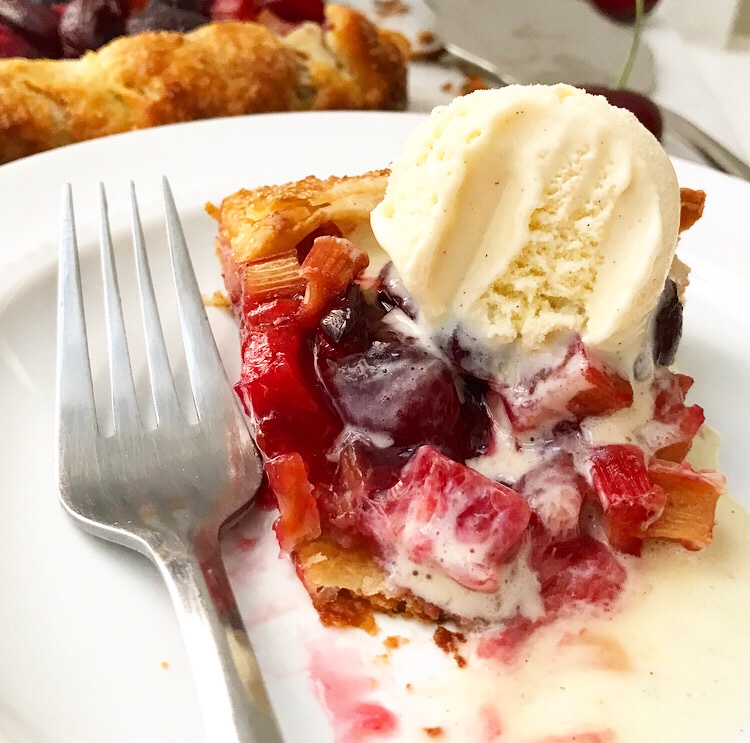 Sweet Cherry Rhubarb Galette