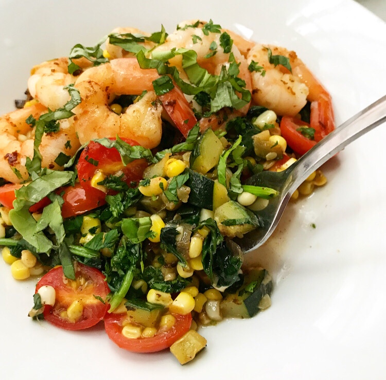 Shrimp, Corn & Zucchini Sauté
