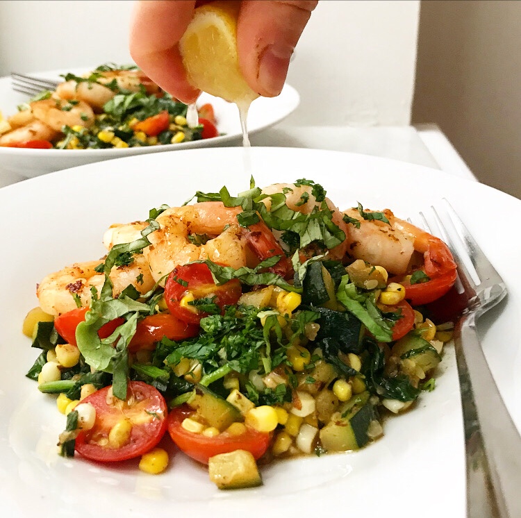 Shrimp, Corn & Zucchini Sauté