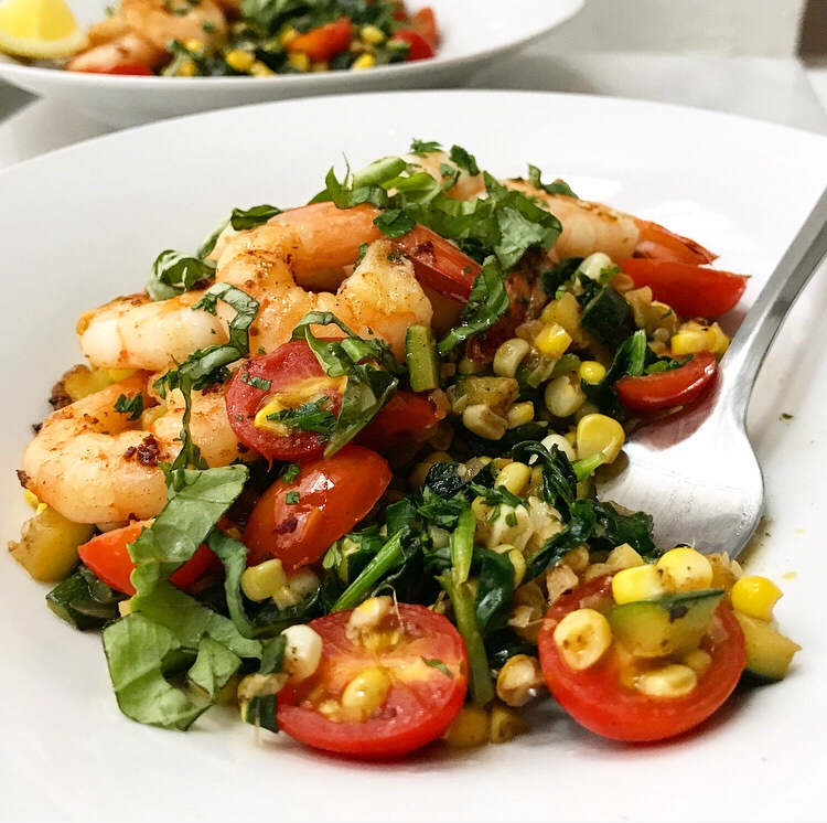 Shrimp, Corn & Zucchini Sauté