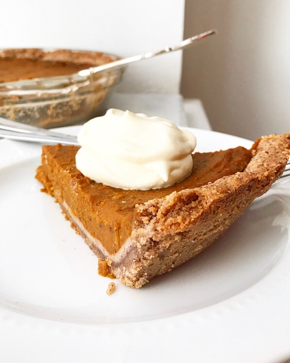 Pumpkin Pie with Toasted Pecan Crust {Vegan, Gluten-Free}