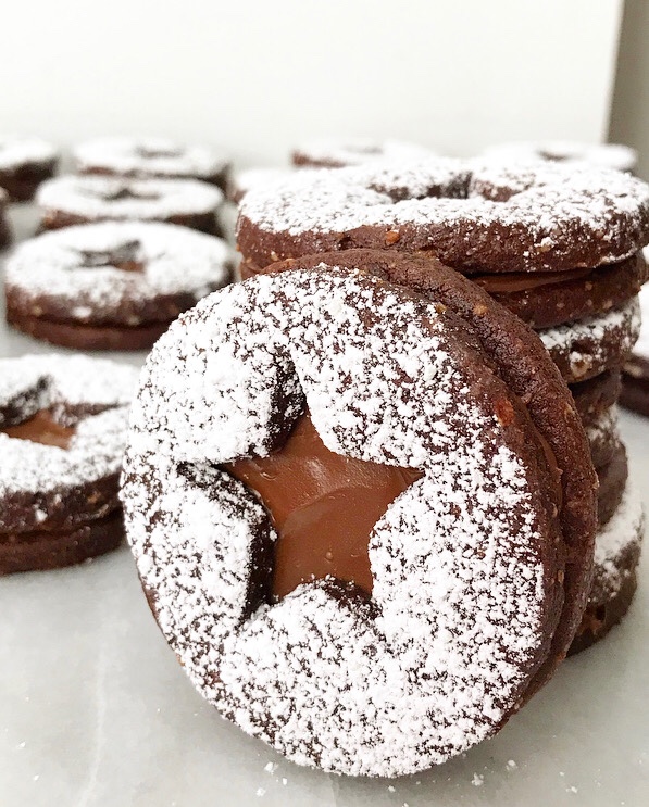 Chocolate Hazelnut Linzer Cookies
