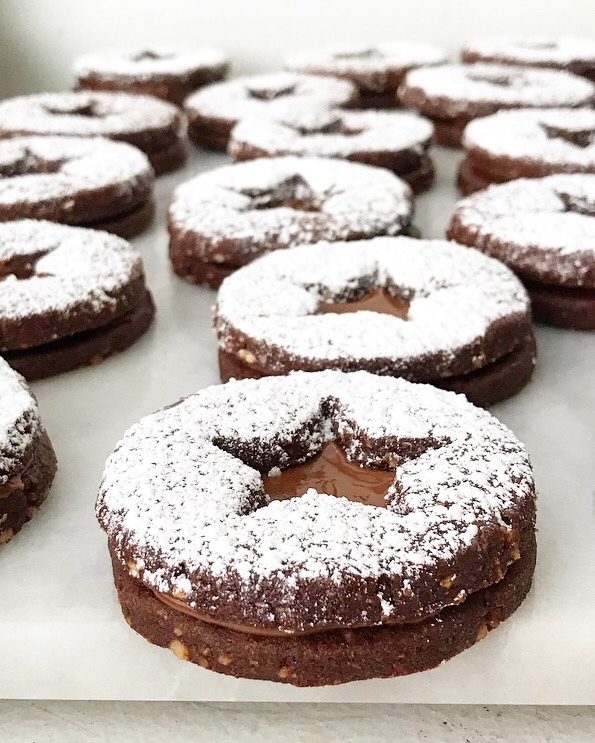 Chocolate Hazelnut Linzer Cookies