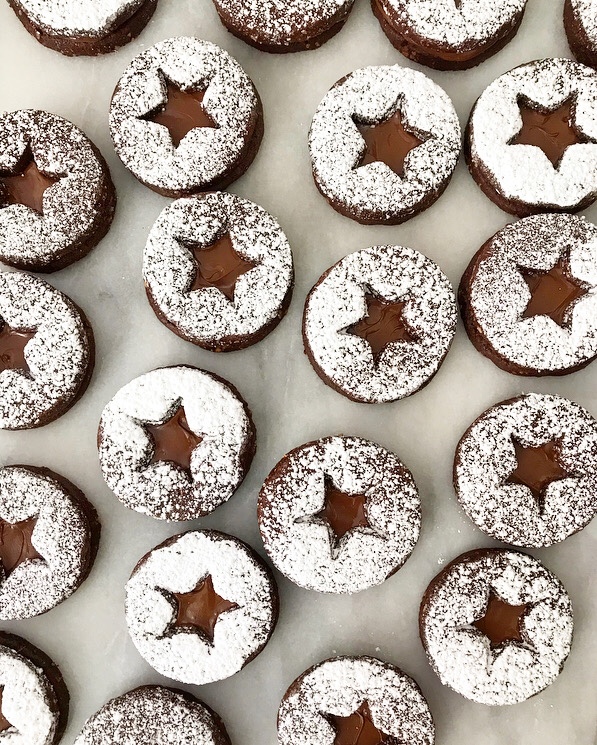 Chocolate Hazelnut Linzer Cookies
