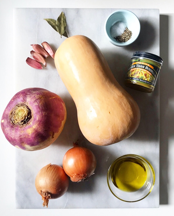 Roasted Butternut Squash Soup with Maple-Chile Butternut Seeds