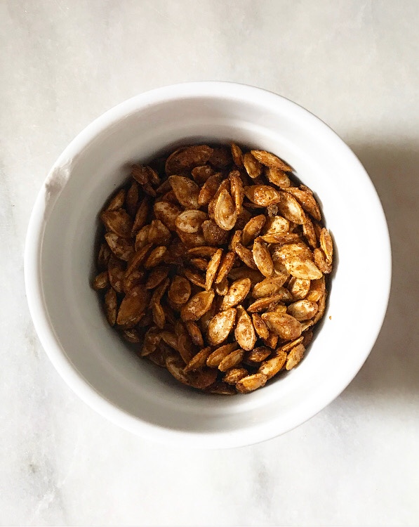 Roasted Butternut Squash Soup with Maple-Chile Butternut Seeds