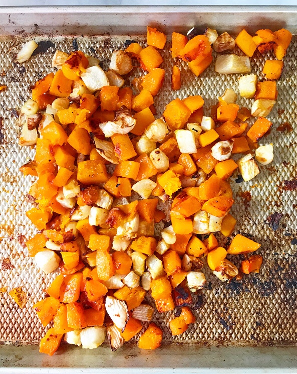 Roasted Butternut Squash Soup with Maple-Chile Butternut Seeds