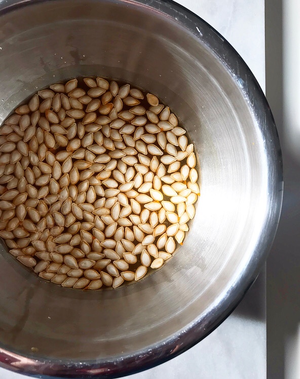 Roasted Butternut Squash Soup with Maple-Chile Butternut Seeds