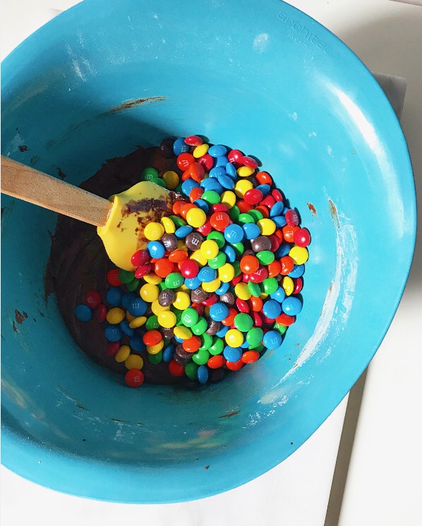 Chocolate M&Ms Cookie Cake