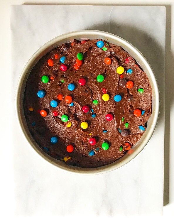 Chocolate M&Ms Cookie Cake