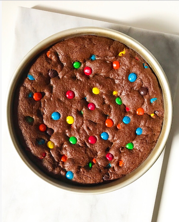 Chocolate M&Ms Cookie Cake