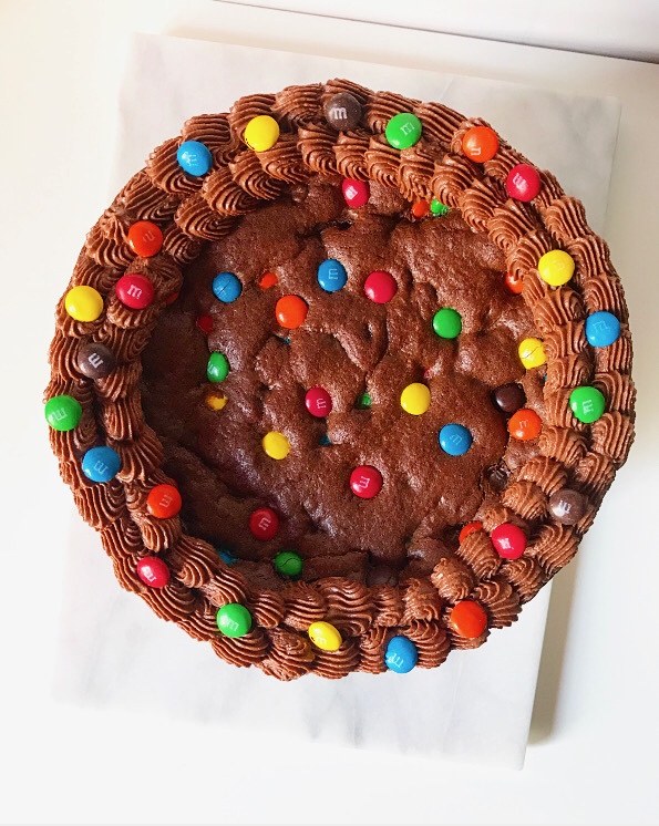 Chocolate M&Ms Cookie Cake