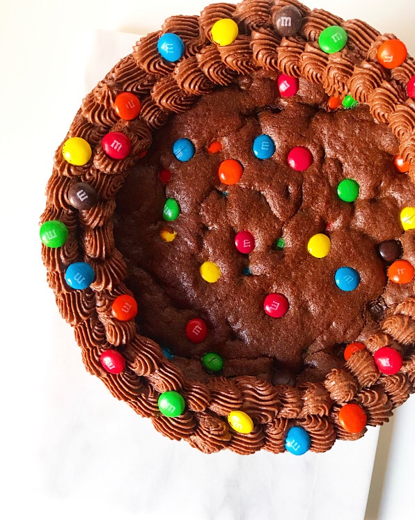 Chocolate M&Ms Cookie Cake