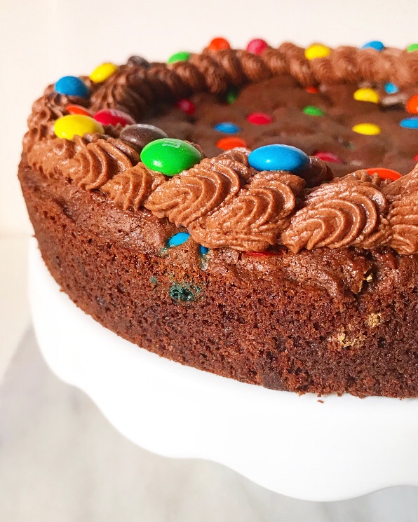 Chocolate M&Ms Cookie Cake