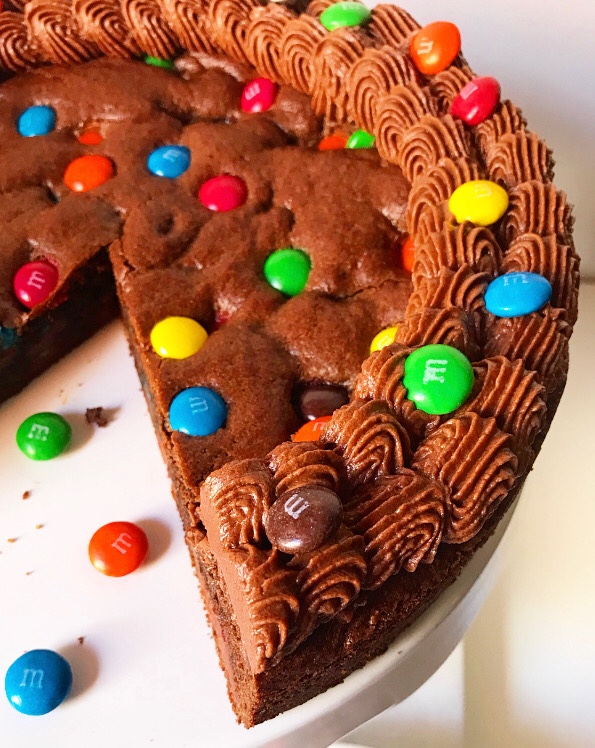 Chocolate M&Ms Cookie Cake
