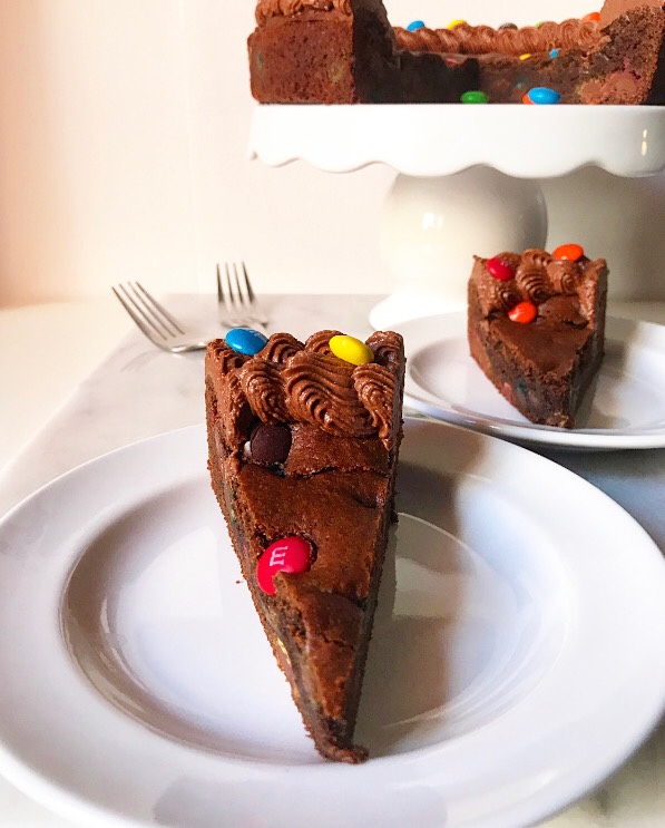 Chocolate M&Ms Cookie Cake