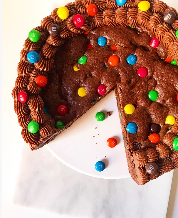 Chocolate M&Ms Cookie Cake