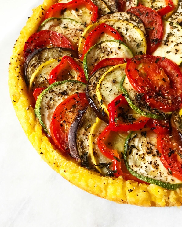 Ratatouille Tart with Polenta Crust {Gluten-Free, Plant-Based}