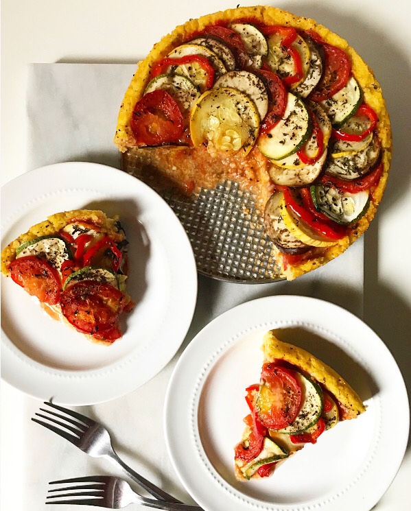 Ratatouille Tart with Polenta Crust {Gluten-Free, Plant-Based}