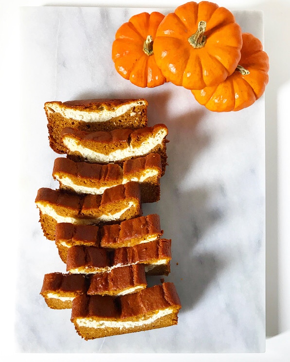 Cheesecake Swirled Pumpkin Bread