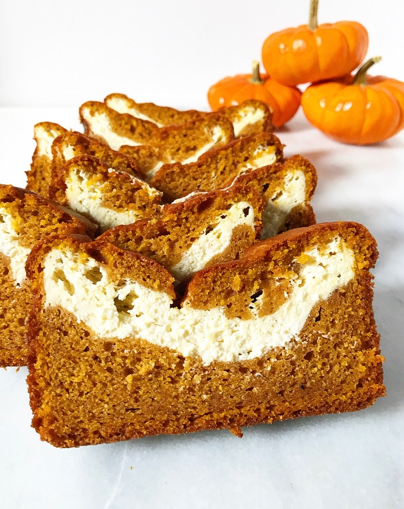 Cheesecake Swirled Pumpkin Bread