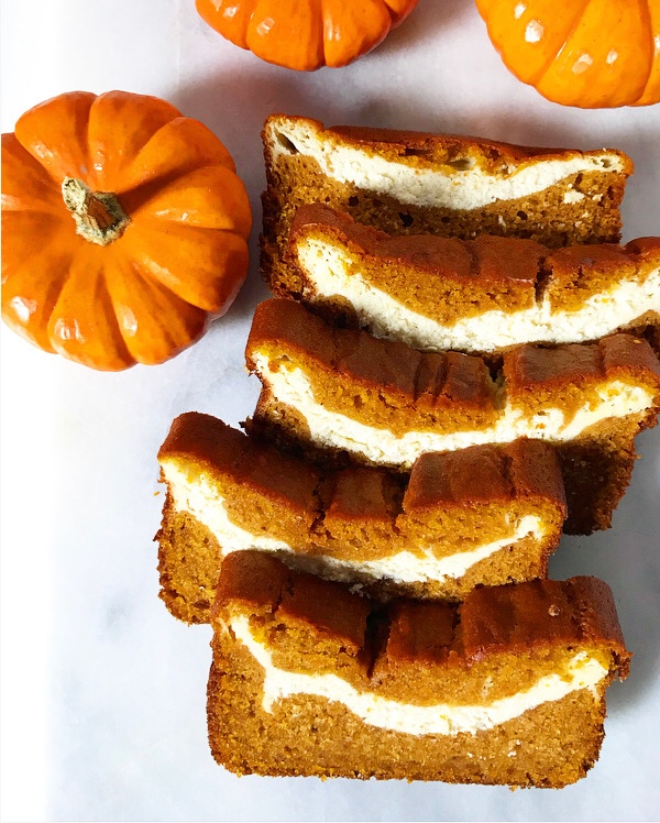 Cheesecake Swirled Pumpkin Bread