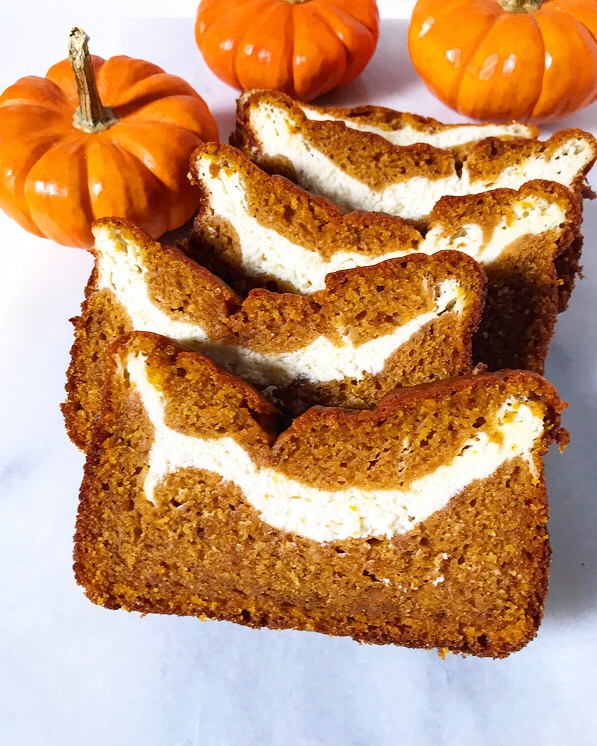 Cheesecake Swirled Pumpkin Bread