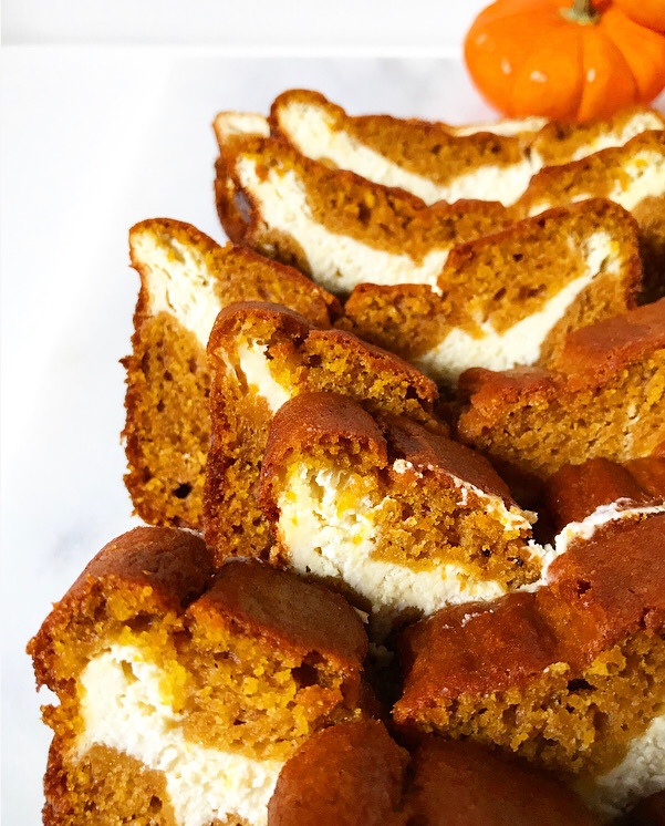 Cheesecake Swirled Pumpkin Bread