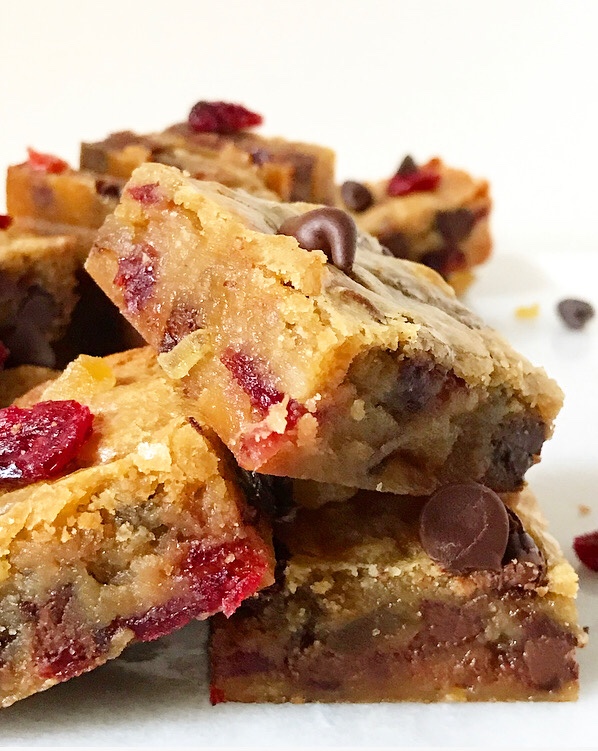 Chocolate Cranberry Ginger Blondies