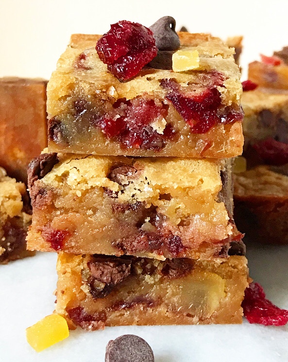 Chocolate Cranberry Ginger Blondies