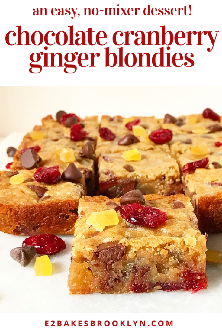 Chocolate Cranberry Ginger Blondies